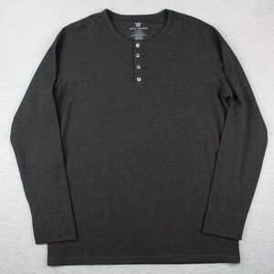 Mack Weldon Henley Thermal Shirt Mens XL Gray Thermolite Stretch Long Sleeve